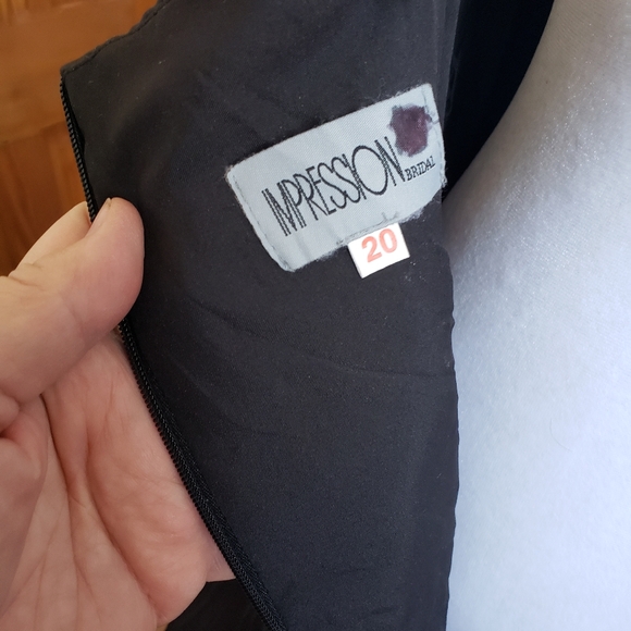 Vtg Impression Bride Womens Black Atlas Assymetrical Drapped Skirt Long - Picture 6 of 16